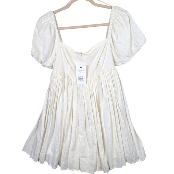 American Threads Dresses & Skirts - American Threads sz M Jasmine Linen Blend Puff Sleeve Babydoll Flowy Dress New